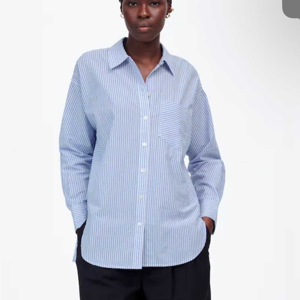 Madewell Light Blue Striped Casual Shirt